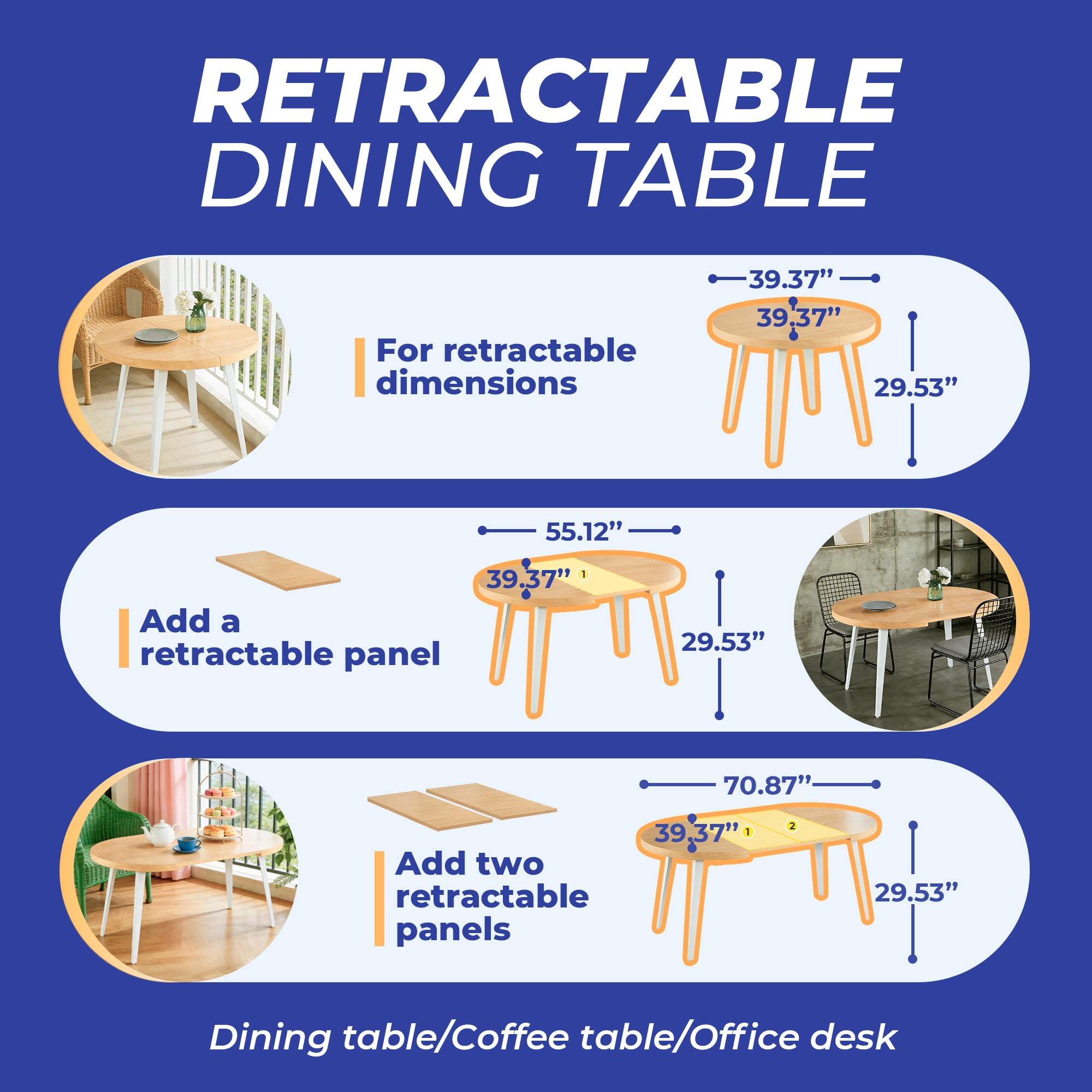 Extendable Table - Dining, Office & Coffee Table