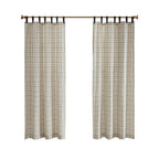 Plaid Faux Leather Tab Top Curtain Panel with Fleece Lining