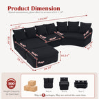 133" Modular U-Shaped Sectional Compression Sofa