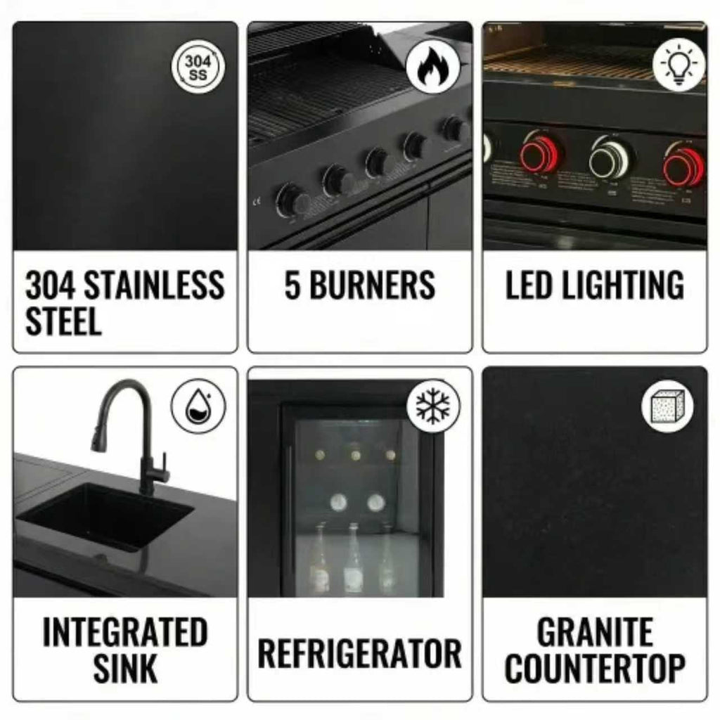 84-Inch Deluxe Stainless Steel Gas Outdoor Kitchen Barbecue Grill