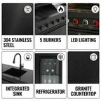 84-Inch Deluxe Stainless Steel Gas Outdoor Kitchen Barbecue Grill