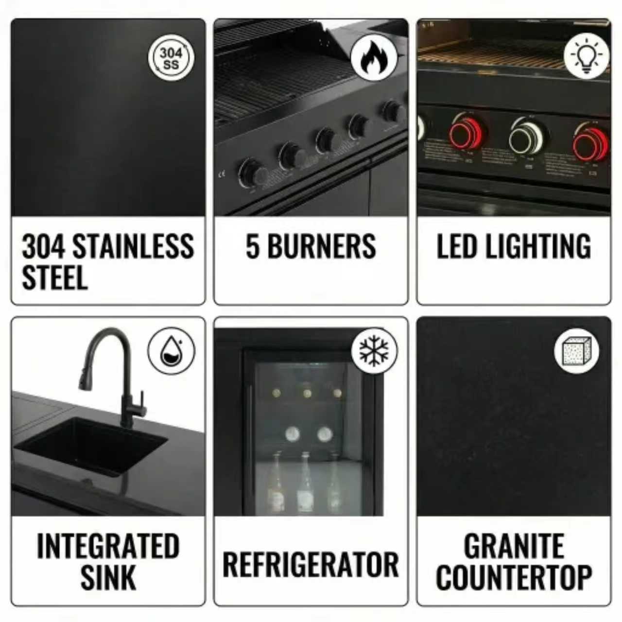 84-Inch Deluxe Stainless Steel Gas Outdoor Kitchen Barbecue Grill