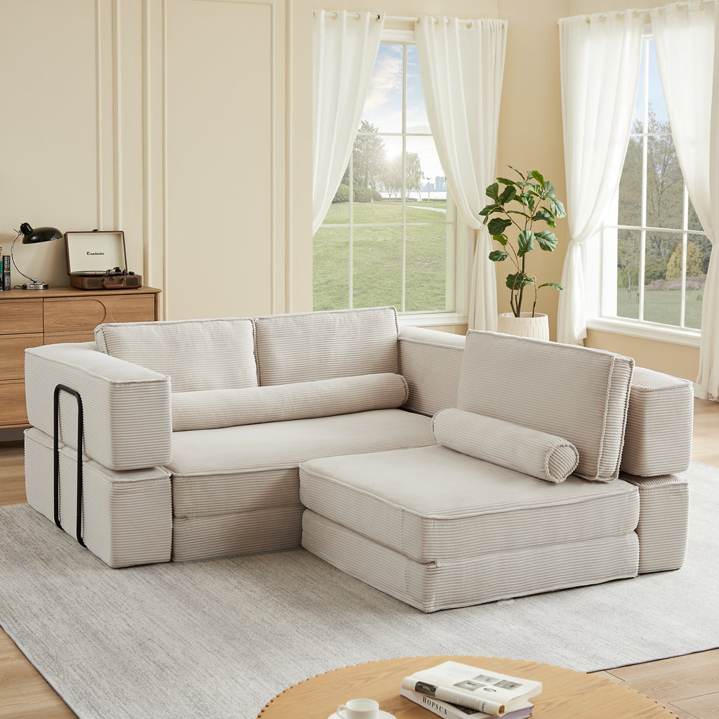 Large Modern Corduroy Sofa