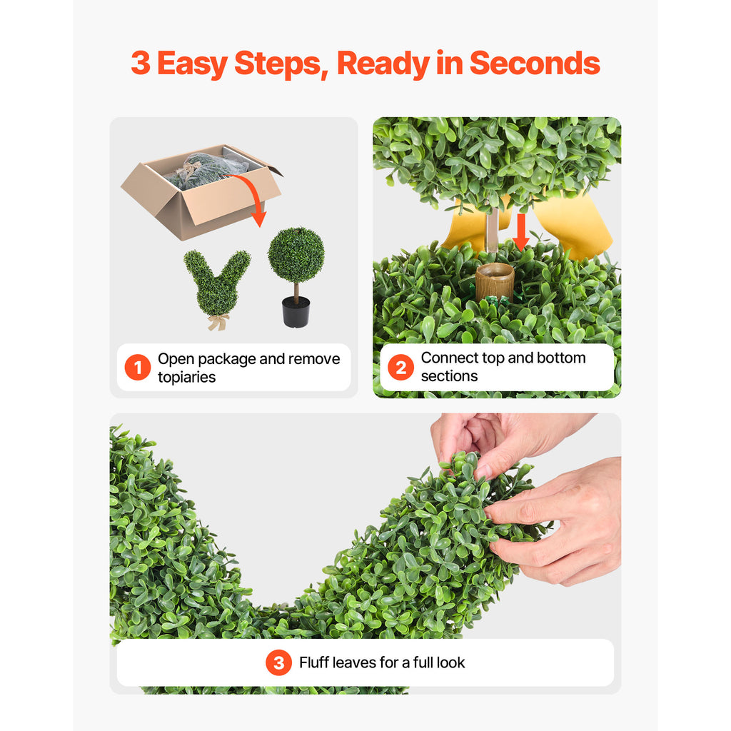 Artificial Topiary Bunny-Shape Boxwood Ball Set