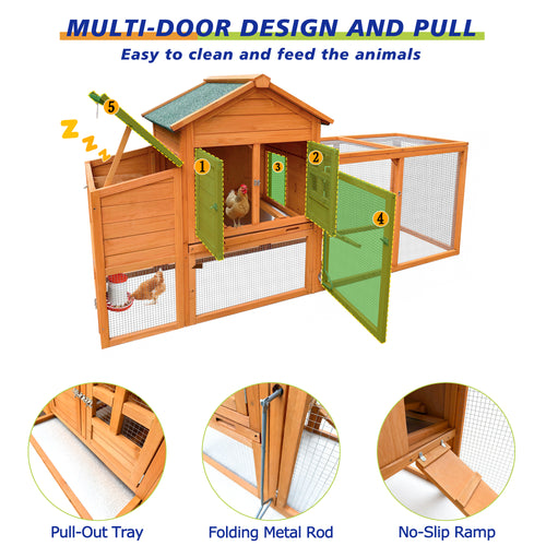 80" Chicken Coop with Nest Box and Removable Tray