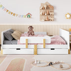 Full Size Platform Bed with Storage Drawers, White