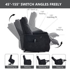 Black Chenille Single Motor Power Lift Recliner Chair