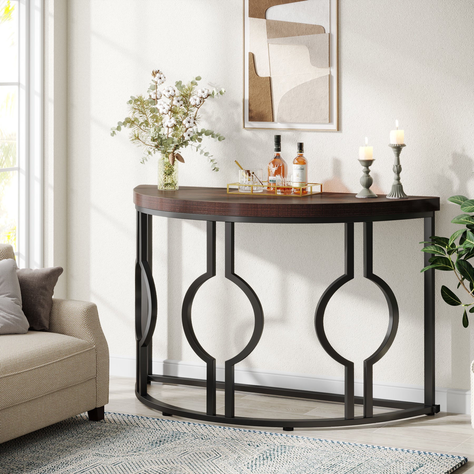 Half Moon Console Table for Entryway