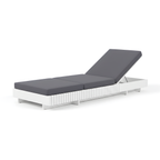 White Acacia Solid Wood Outdoor Chaise Lounge with Dark Cushions