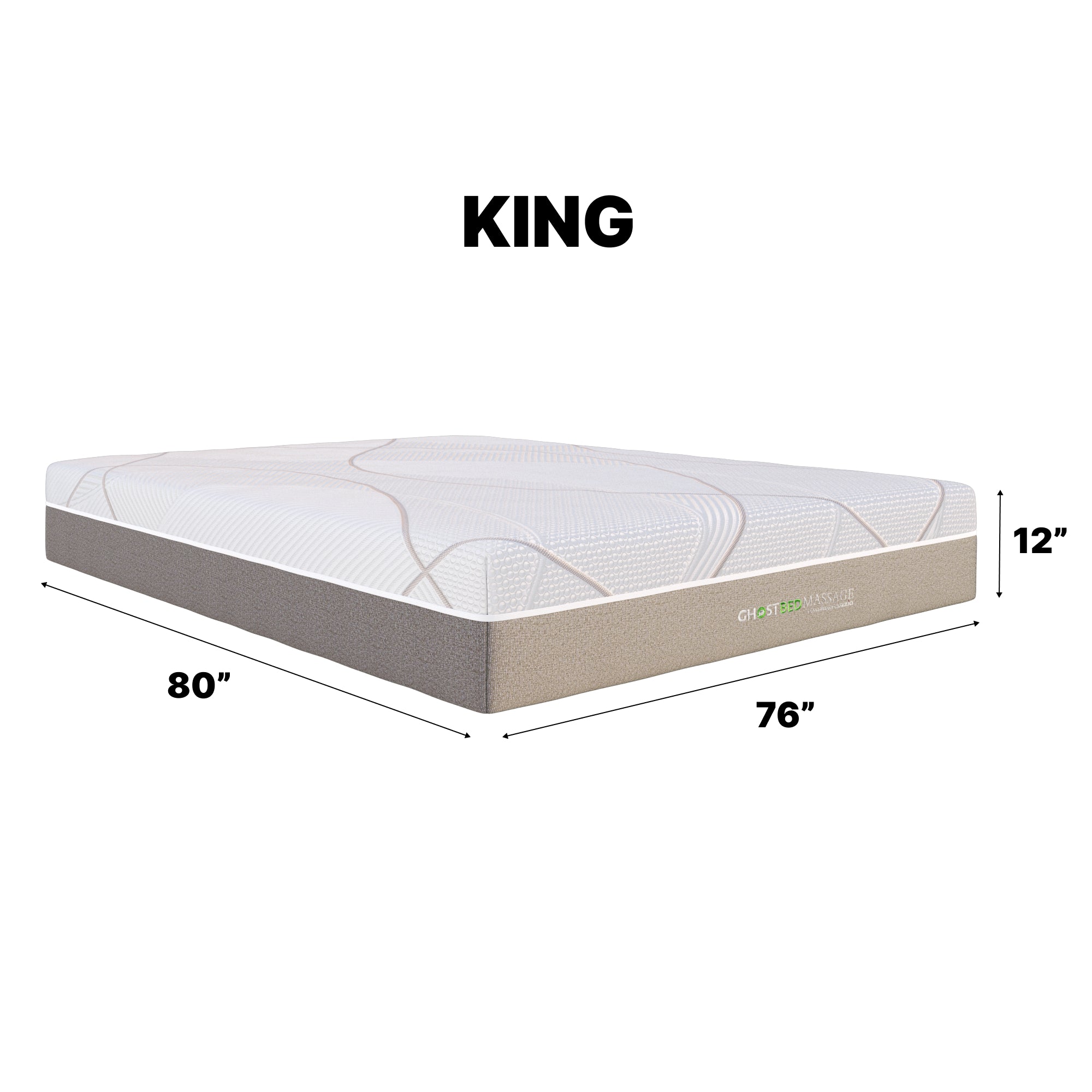 GhostBed Massage Mattress Hybrid 12" Profile - King