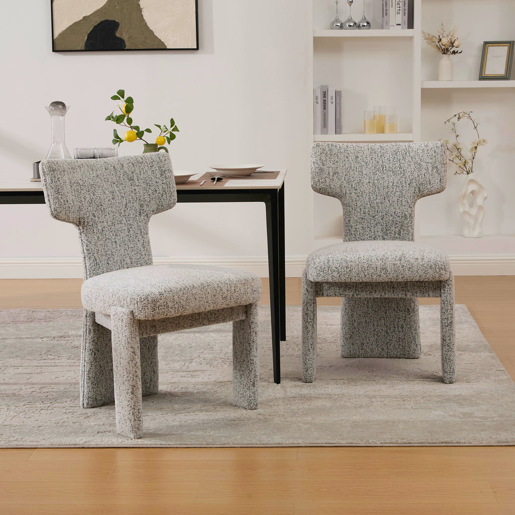 22.05" Wide Modern Upholstered Chenille Dining Chair Set of 2