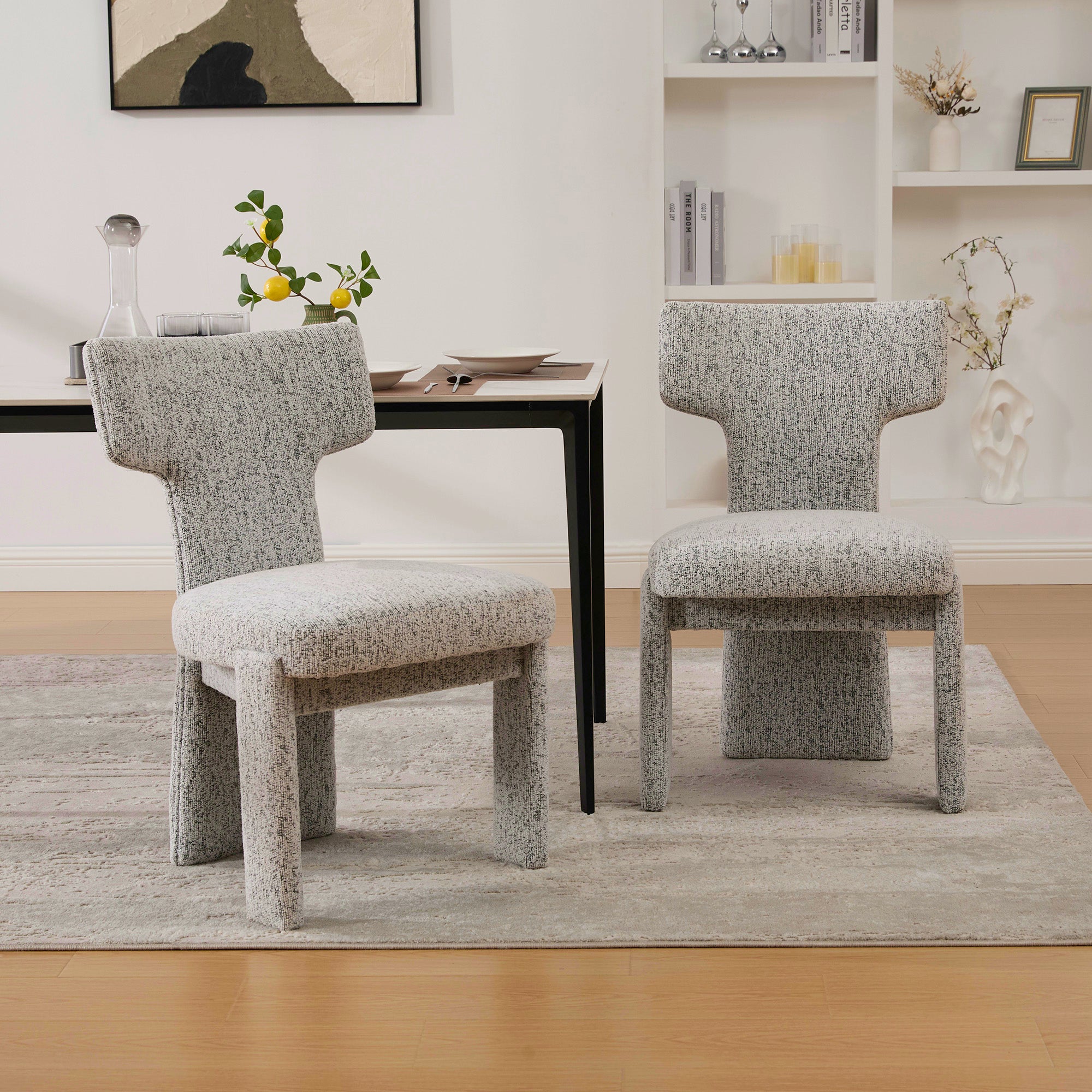 22.05" Wide Modern Upholstered Chenille Dining Chair Set of 2