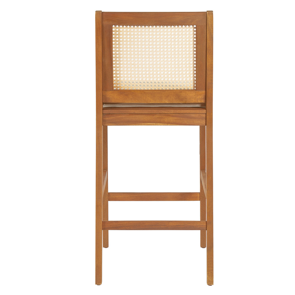 Kirkby Outdoor Barstool with Cushion, Teak Finish Wood