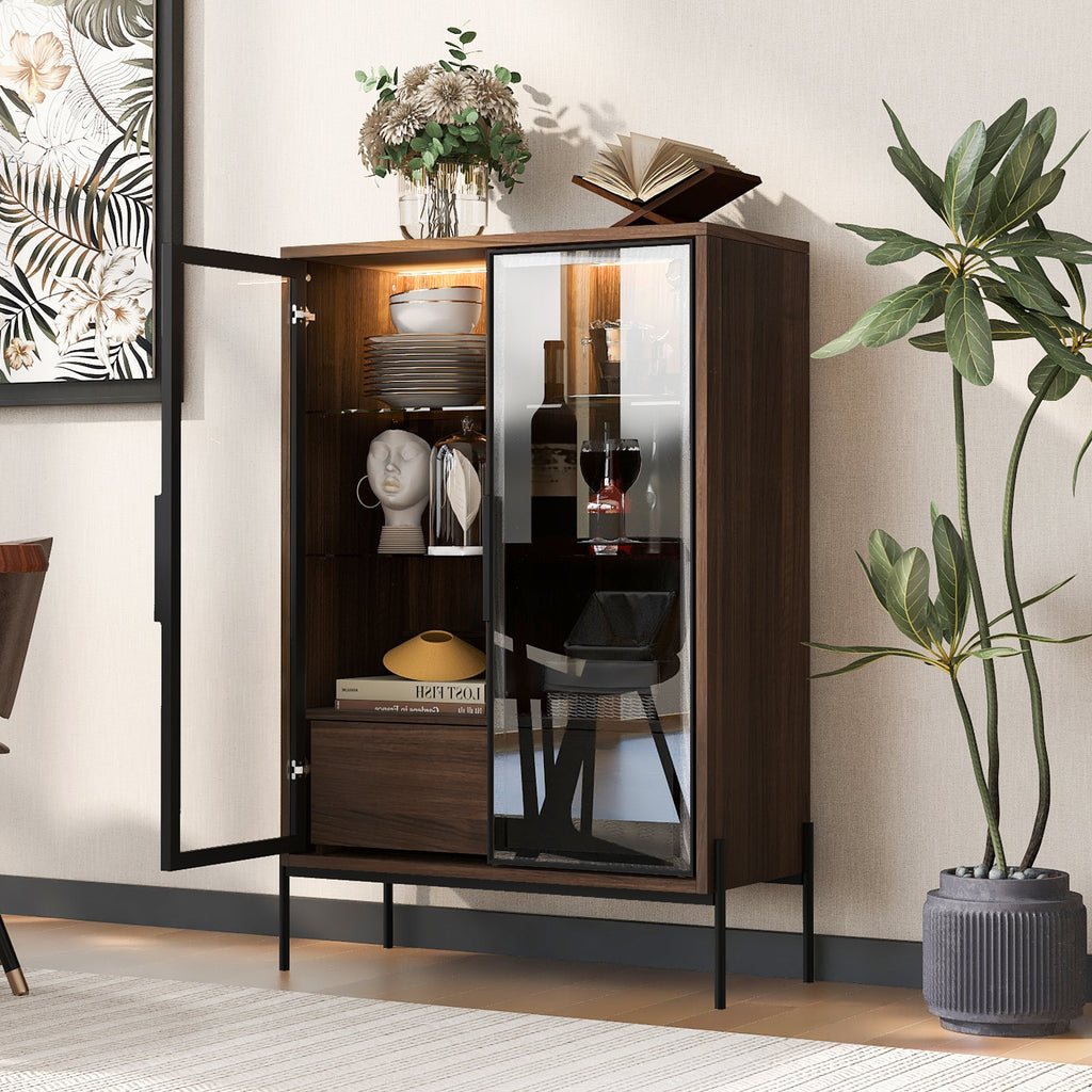 51.2'' Freestanding Display Cabinet with 2 Storage Drawers