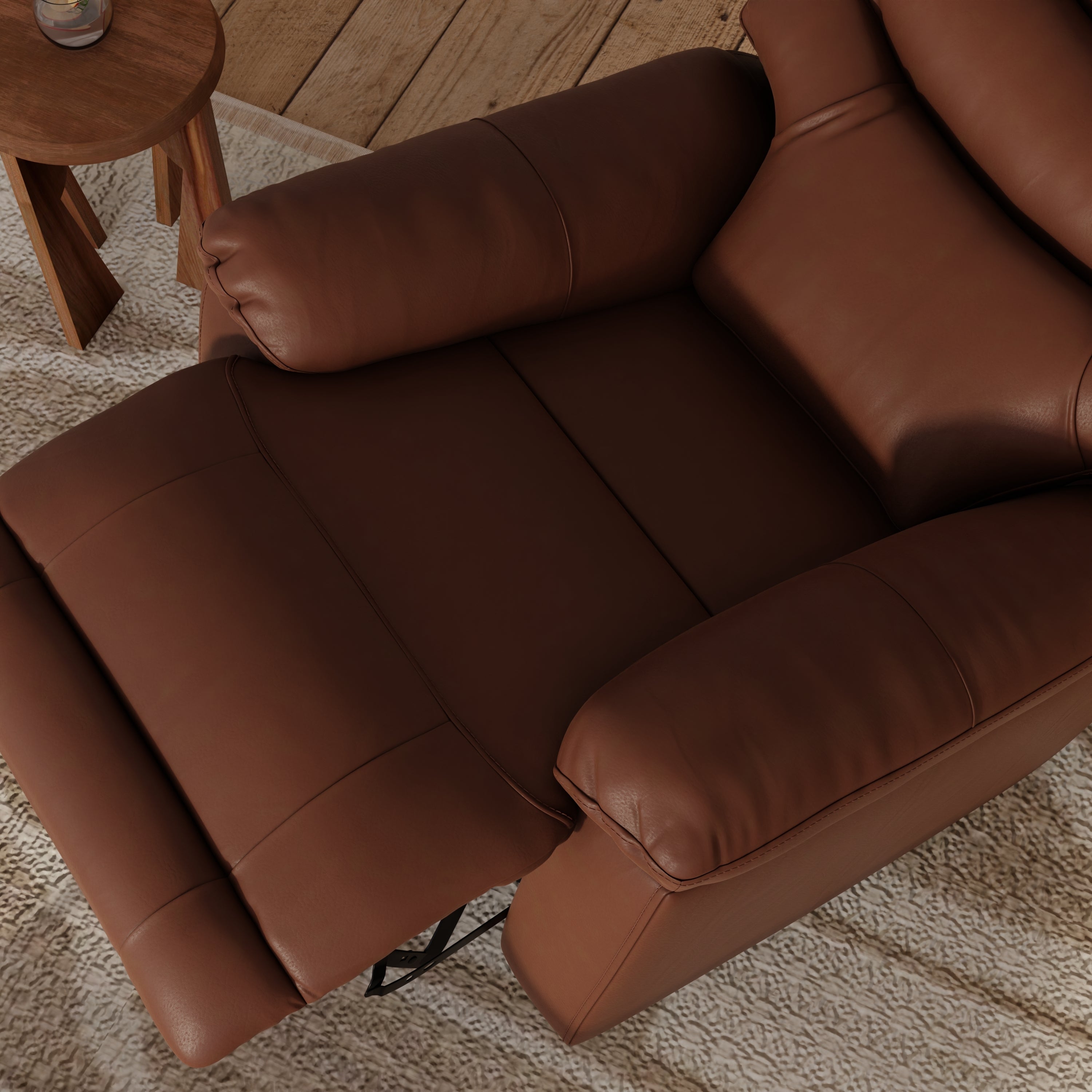 Global Home Swivel Glider Recliner with Manual Footrest In Oslo Pecan