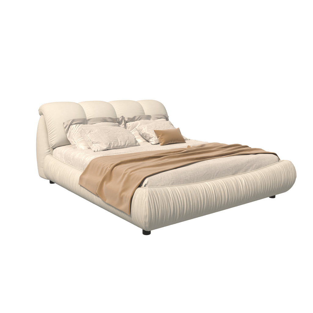 Queen Size Luxury Upholstered Platform Bed with Oversized Padded Backrest