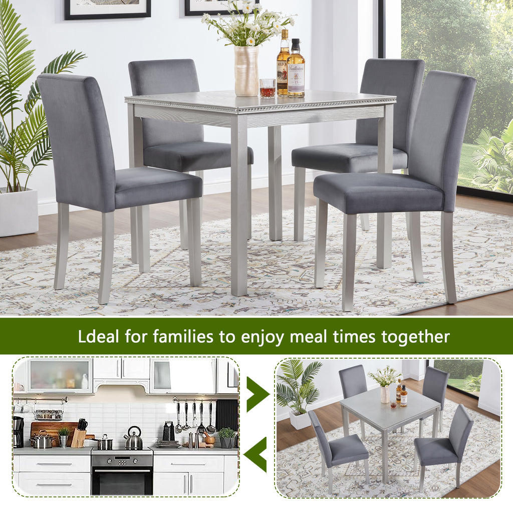 5 Piece Wooden Dining Table Set