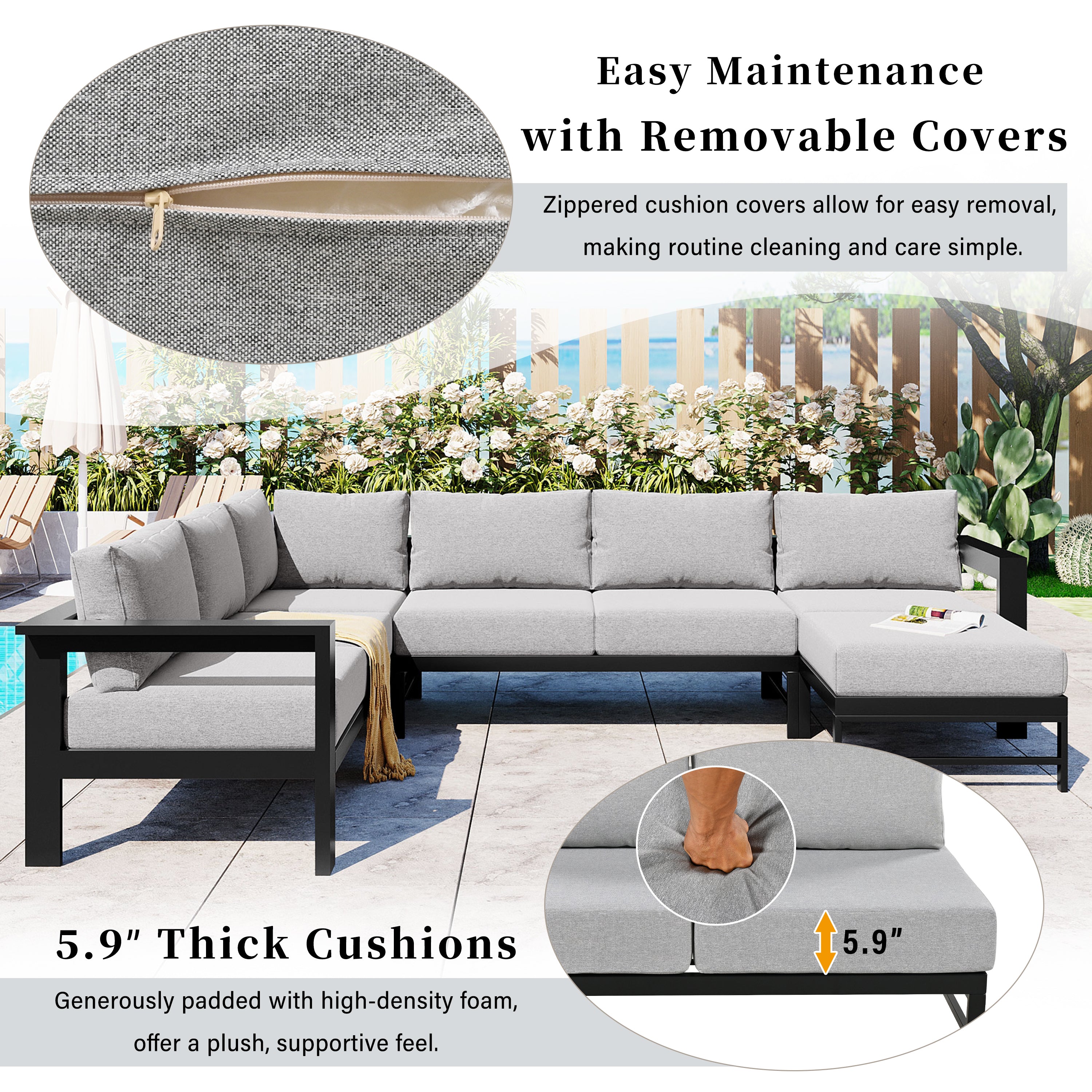 U-Style U-Shaped Outdoor Sectional Sofa Set