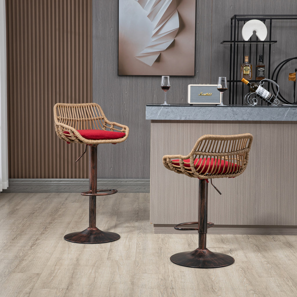 Modern Swivel Bar Stools Set of 2 Adjustable Counter Height Chairs