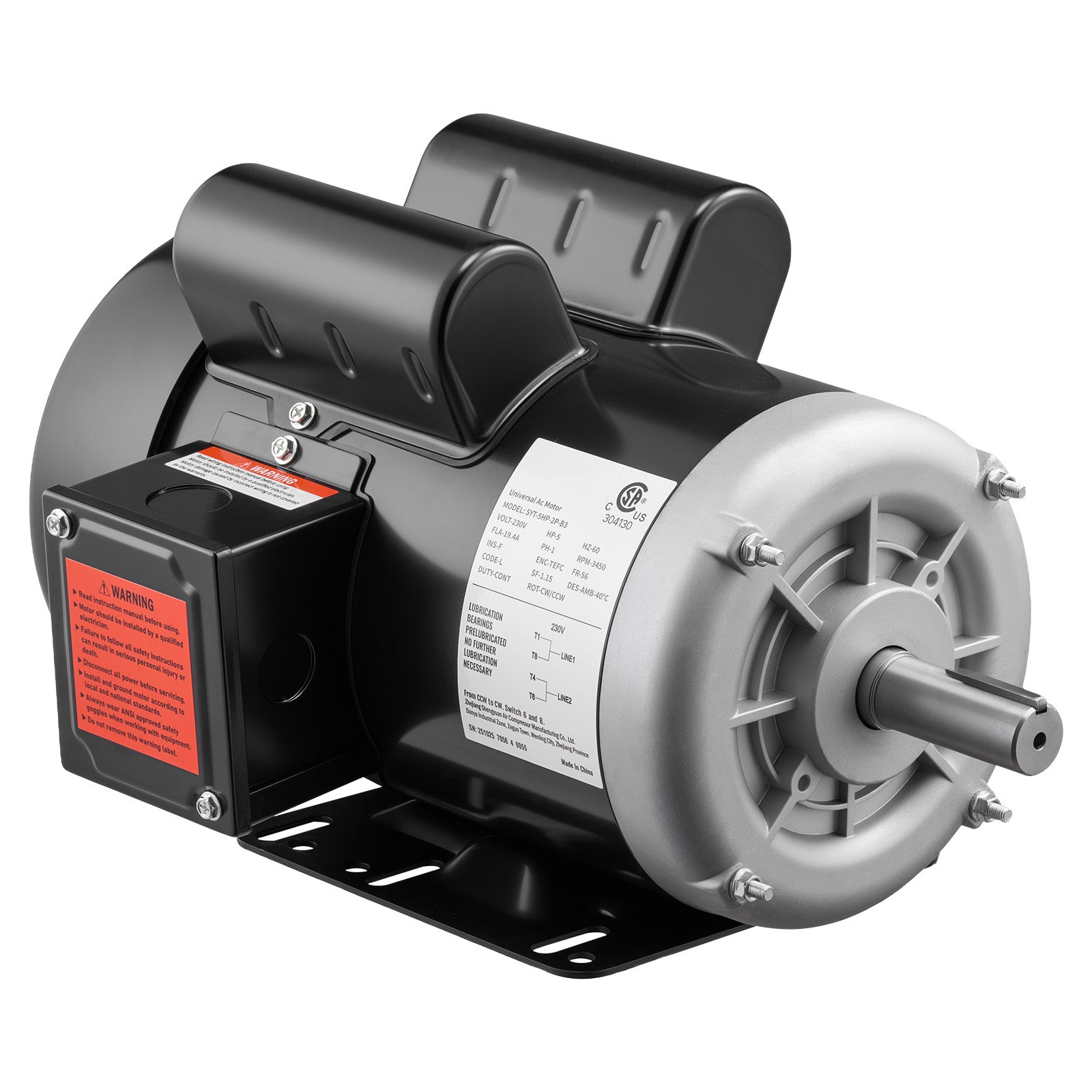 5 HP Electric Motor, 3450RPM Air Compressor Motor