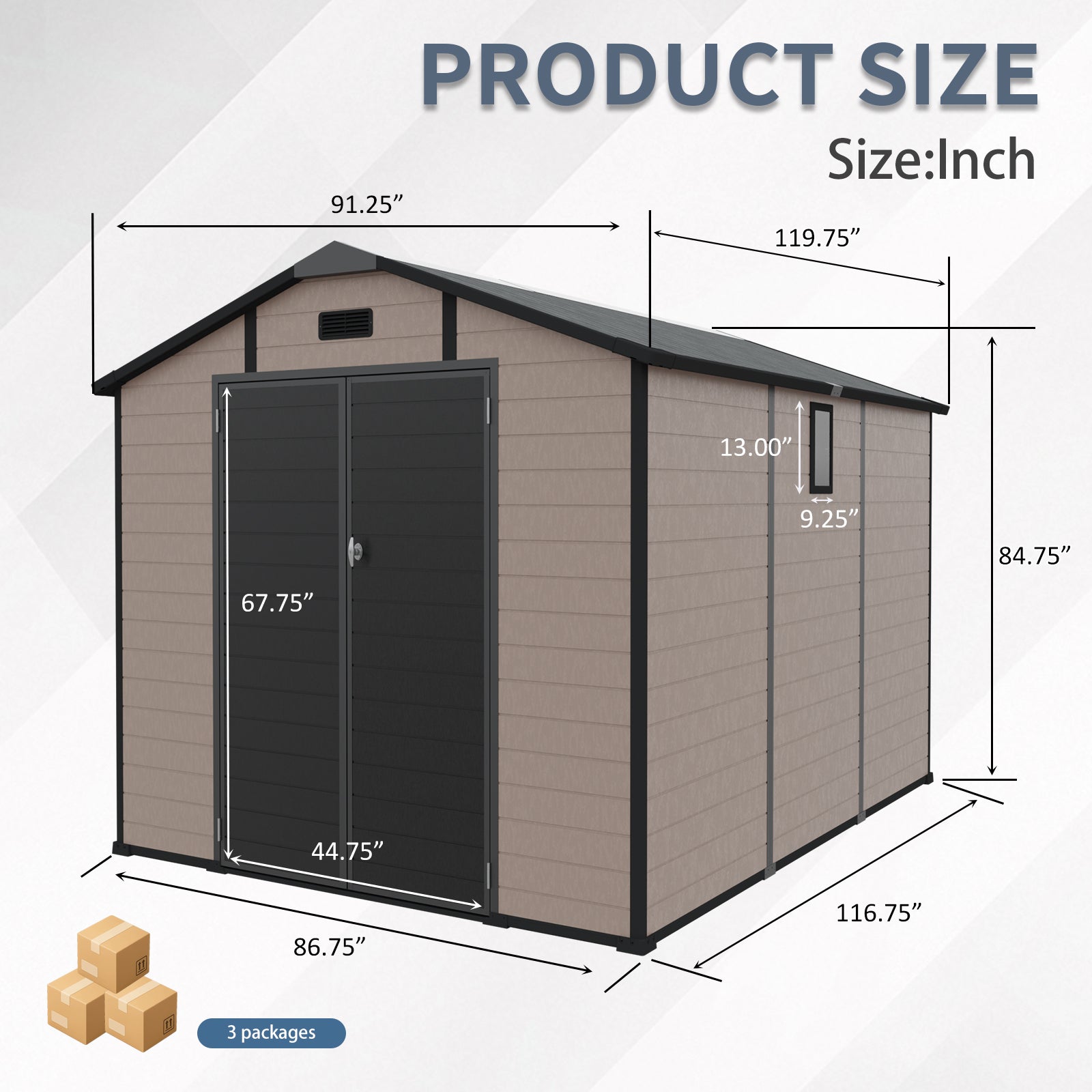 8x10 FT Plastic Outdoor Storage Shed - Lockable Resin Tool Shed