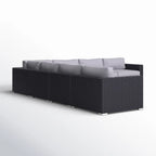 Fully Assembled 122'' Wide Outdoor Wicker Patio Sectional with Cushions