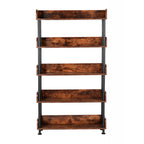 5-Tier Industrial Bookshelf - Open Rustic