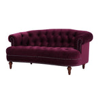 La Rosa Victorian Chesterfield Loveseat, Burgundy Velvet