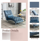Velvet Chaise Lounge Indoor, Button-Tufted Upholstered Chaise Lounge Chair