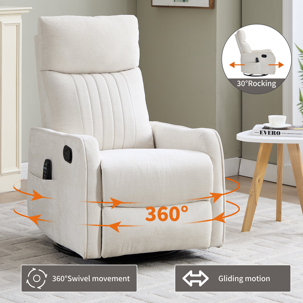 Beige Heat Massage Manual Recliner Chair