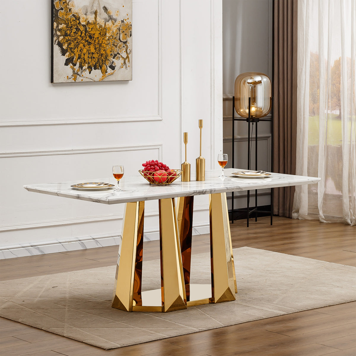 Marble Dining Table for 6 People