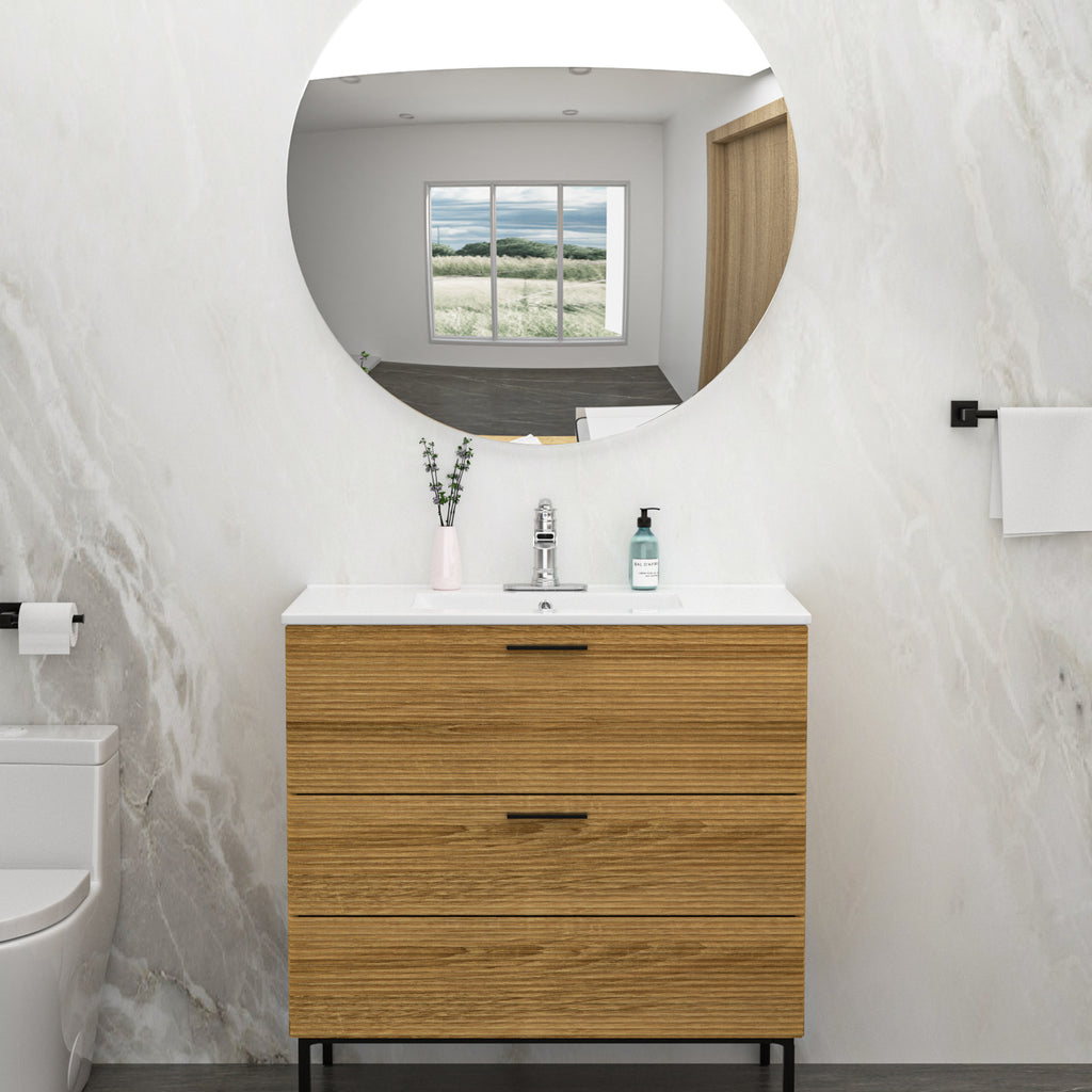 36"x18" White Rectangular Single Vanity Top