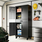 Metal Storage Cabinet with Drawer - Heavy Duty Garage Cabinet