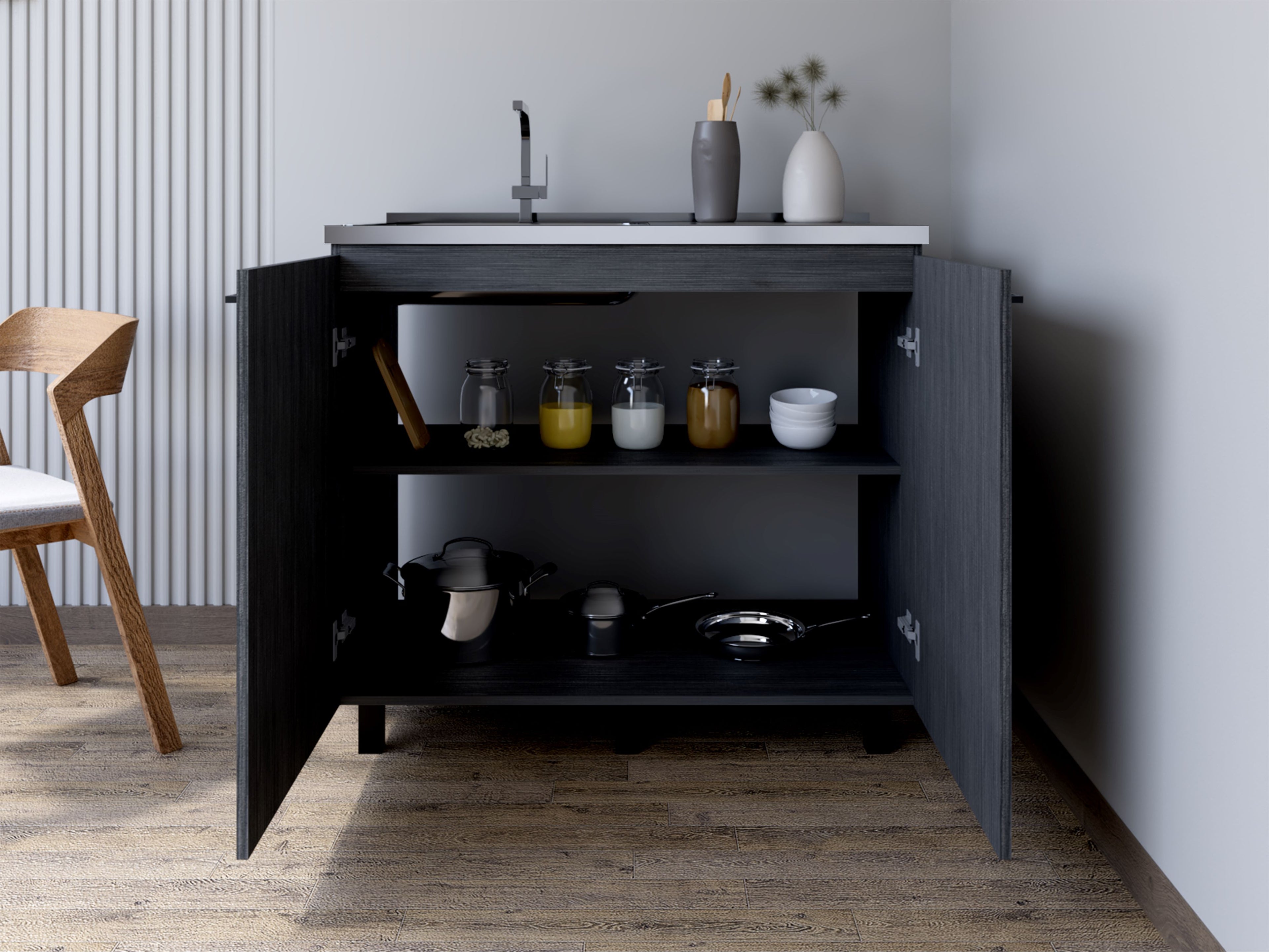 Utility Sink Cabinet Burwood, Kitchen, Smokey