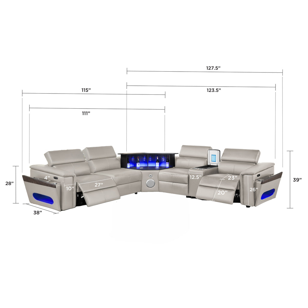 Nova Modern Style Sectional with Console and Bluetooth Speaker