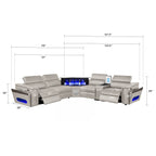 Nova Modern Style Sectional with Console and Bluetooth Speaker
