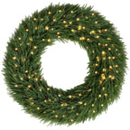 48 Inch Artificial Norfolk Pine Christmas Wreath, Pre-Lit with LED Lights