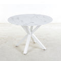 42.1" White Mid-Century Dining Table for 4-6 People