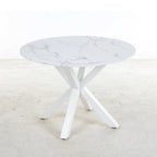 42.1" White Mid-Century Dining Table for 4-6 People