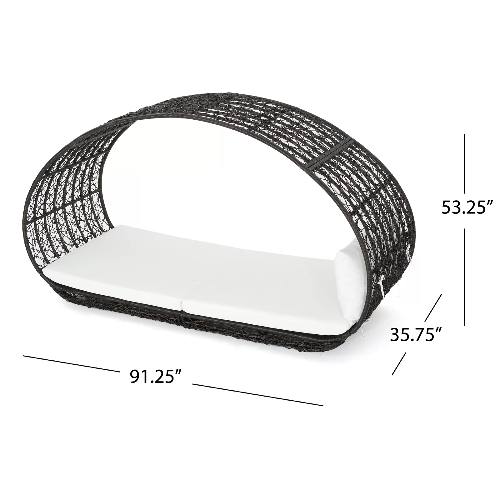 Lavina 91.25'' Wicker Outdoor Patio Canopy Daybed