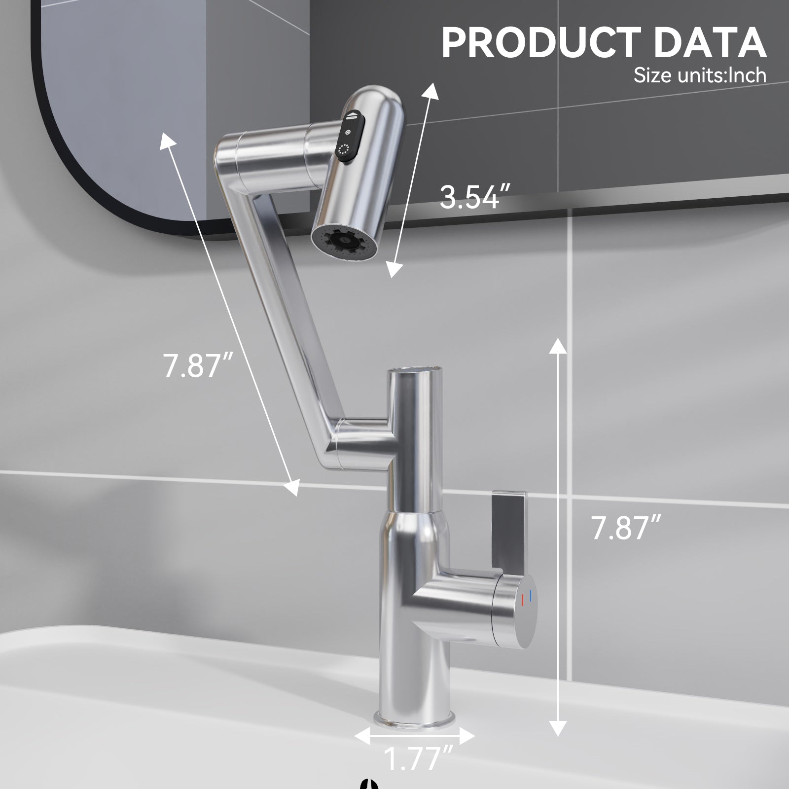 Chrome Bathroom Sink Faucet with Spray Function