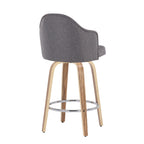 Mid-Century Modern Fixed-Height Counter Stool with Zebra Wood Legs