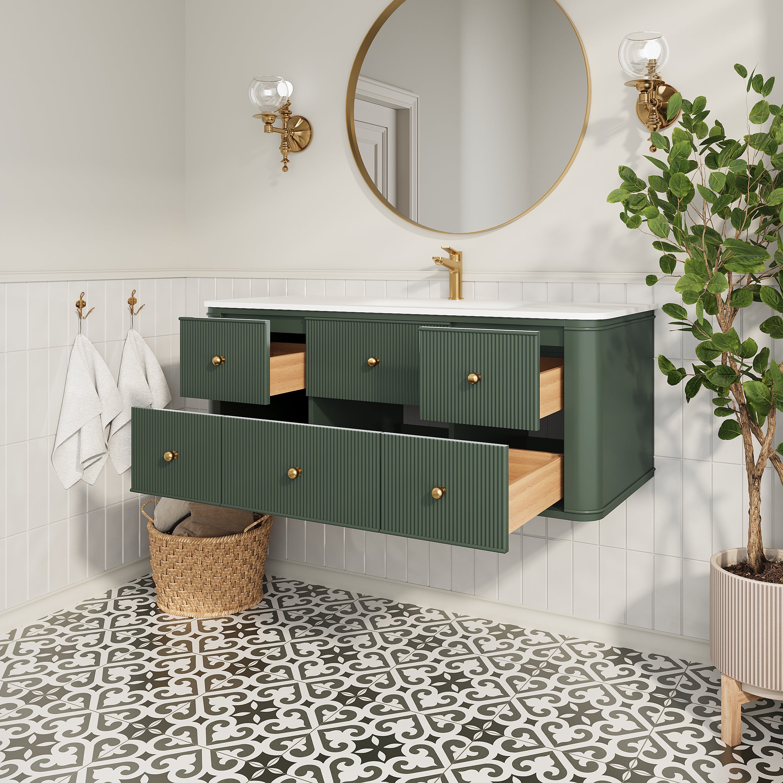 48" Wall Mounted & Floating Single Bathroom Vanity
