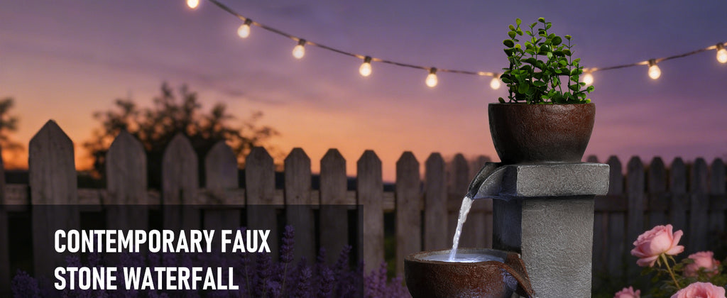 Outdoor Water Fountain Tiered Cascading Jar Waterfall