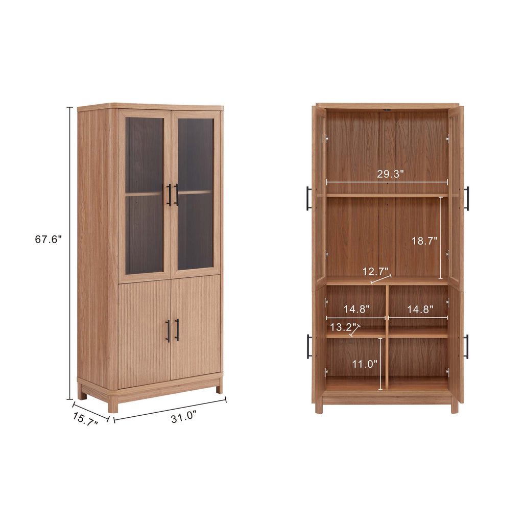 Jodie 31" Bookcase Cabinet in Maple (6-Shelf)