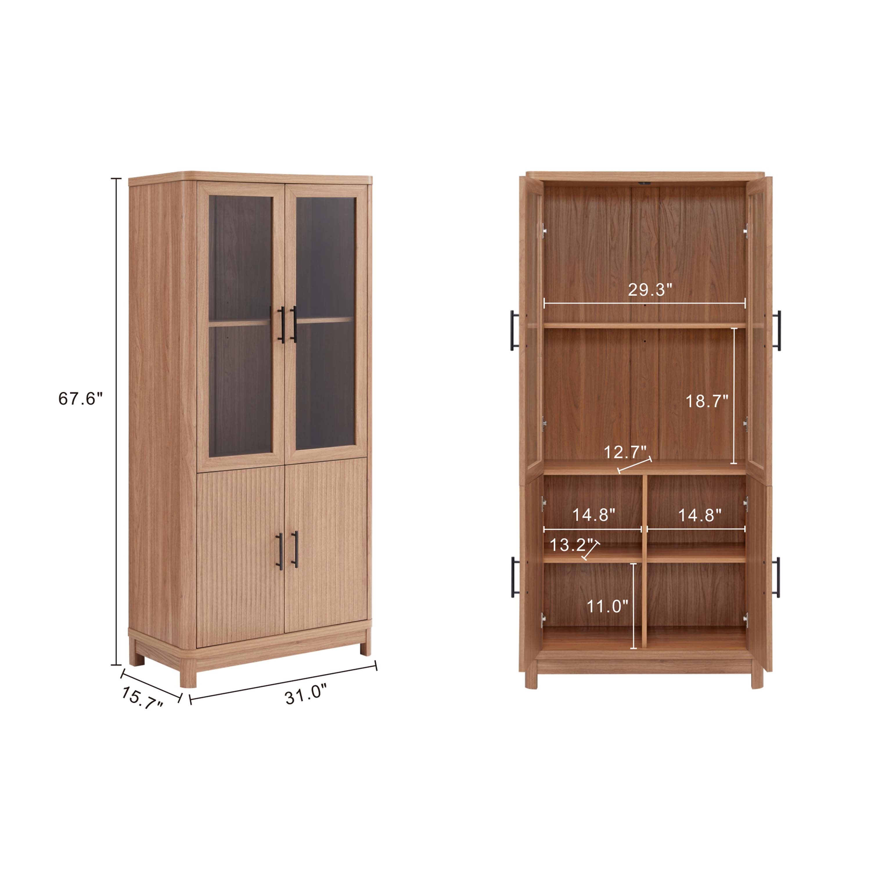 Jodie 31" Bookcase Cabinet in Maple (6-Shelf)
