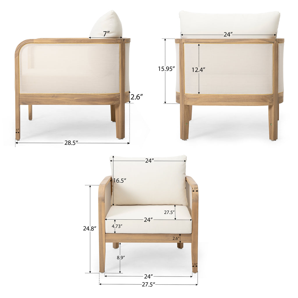 Outdoor Acacia Wood Patio Club Chair