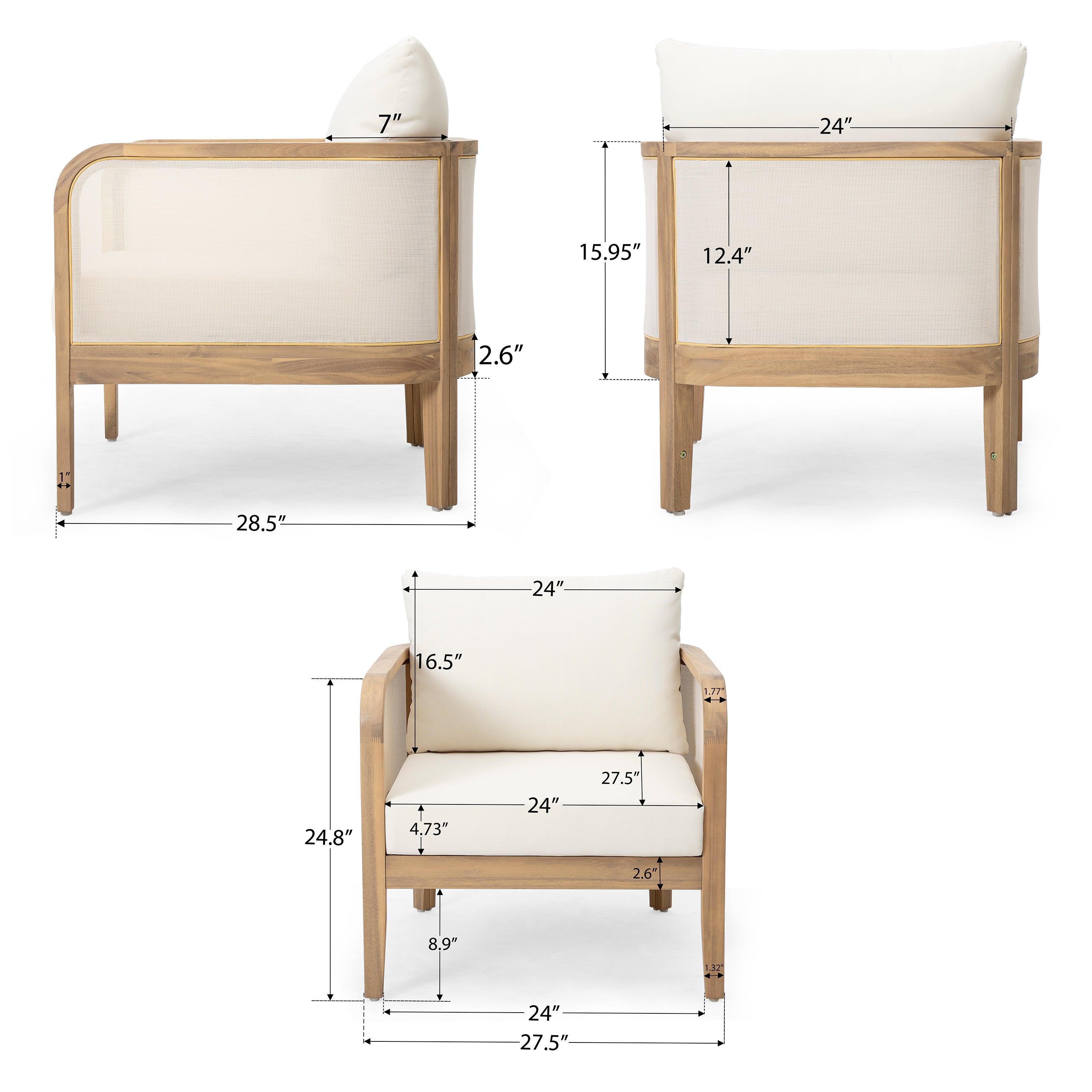 Outdoor Acacia Wood Patio Club Chair