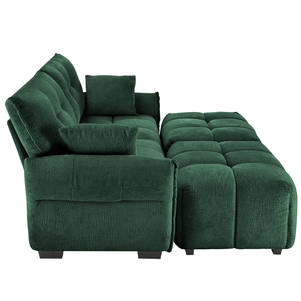 2 Seater Sofa Set with 2 Ottomans and Throw Pillows
