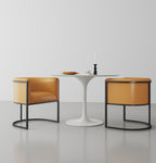 Cosmopolitan Metal Vegan Leather Dining Chair in Camel